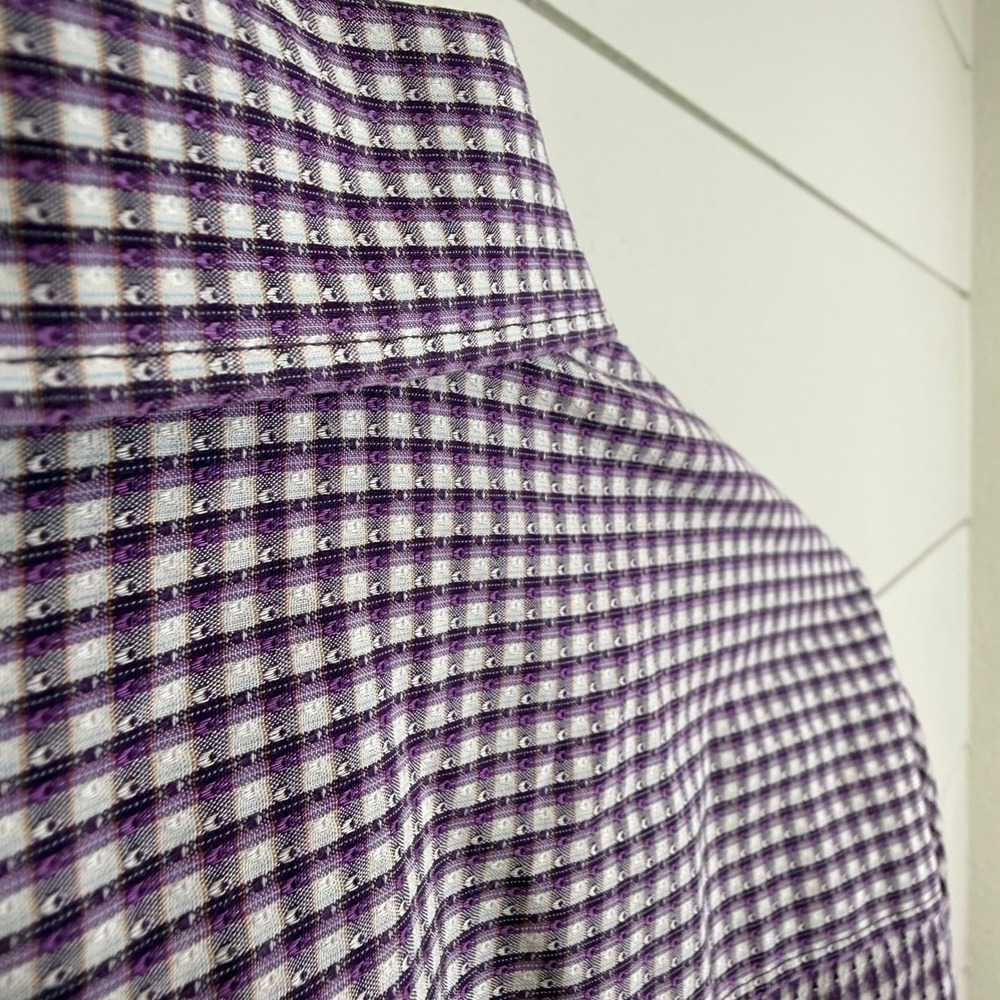 Robert Graham Men XL Classic Egyptian Cotton Button Down FLIP CUFF PURPLE CHECK - Picture 9 of 11
